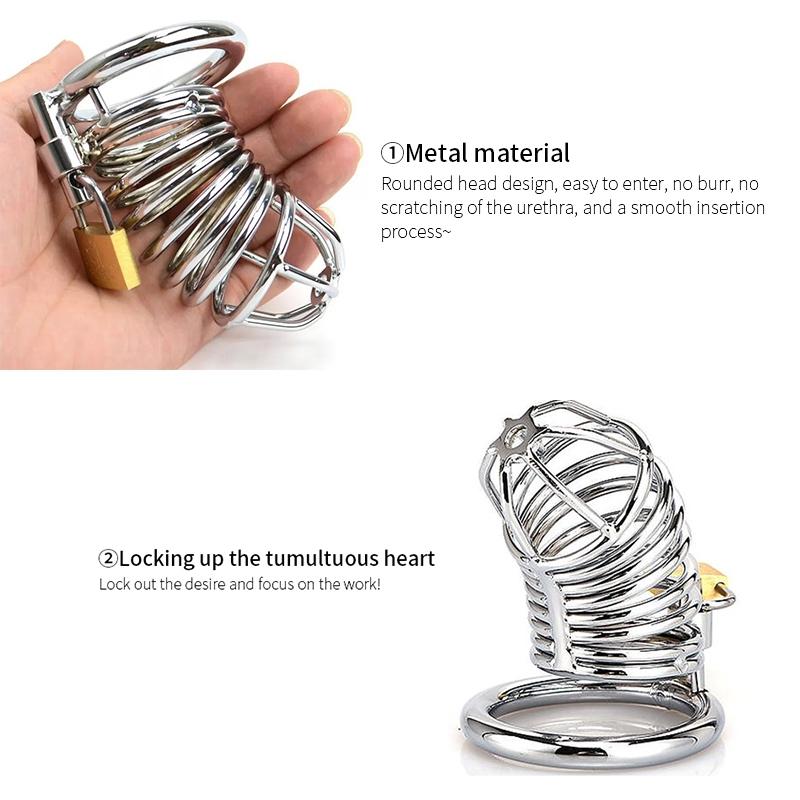 RUNYU Adult Sextoy Tooys Men'S Metal Penis Chastity Cage Adjustable Cock Ring Restriction Punitive Stainless Steel Lock Sex Toy