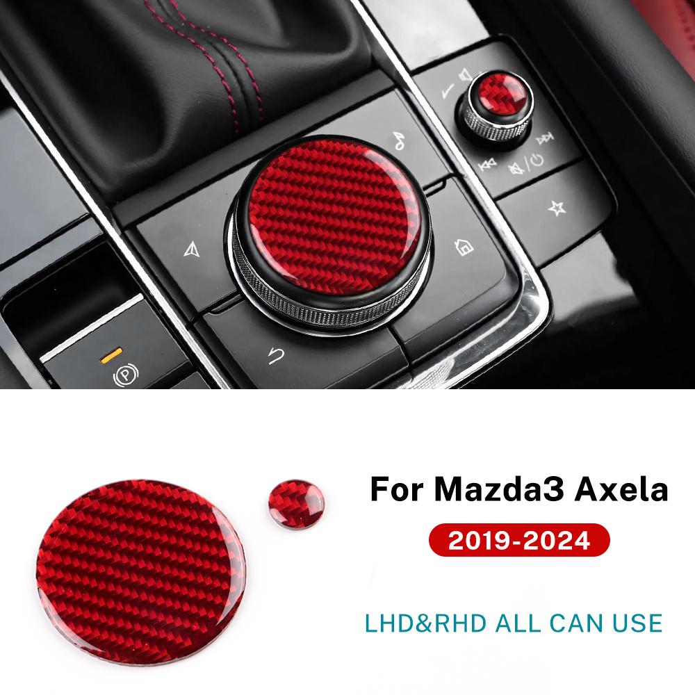 For Mazda 3 Axela 2019-2025/CX-30 2020-2025/CX-50 2022-2025 Real Soft Carbon Fiber Sticker Car Center Control Knob Decor
