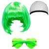3Pcs Halloween Cosplay Wig Set Colorful Short Bangs Y2K Role-playing Short Hair Wig  Halloween