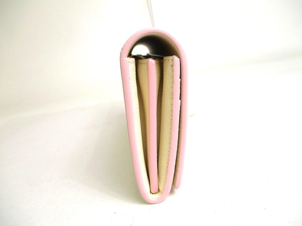 Authentic BVLGARI Light Pink Cream Leather Gold H/W Flap Wallet Continental #a440  Refurbished
