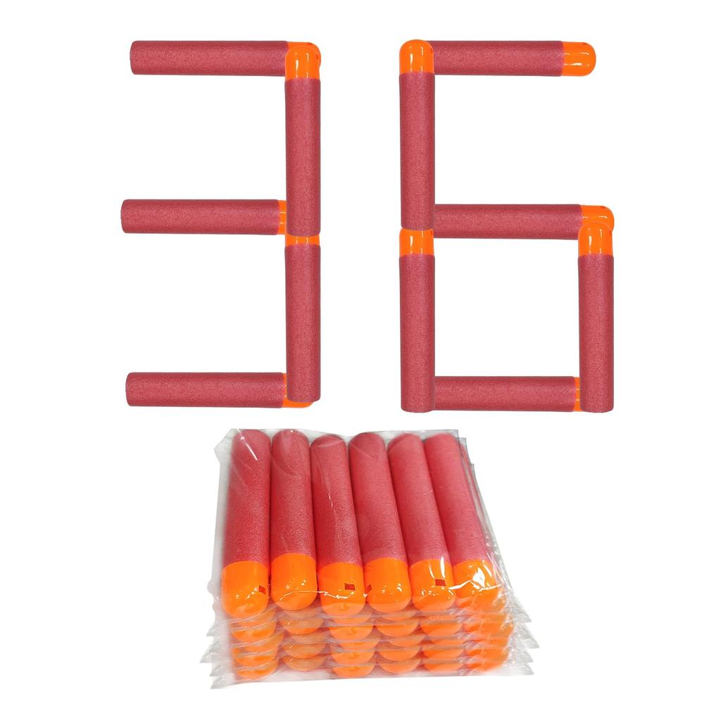 WALWAL 36-Pack Mega Dart Foam Bullets Refill Pack - Compatible with Nerf N-Strike Mega Series - Safe Foam Bullets for Kids, Teens, and Adults (Red)