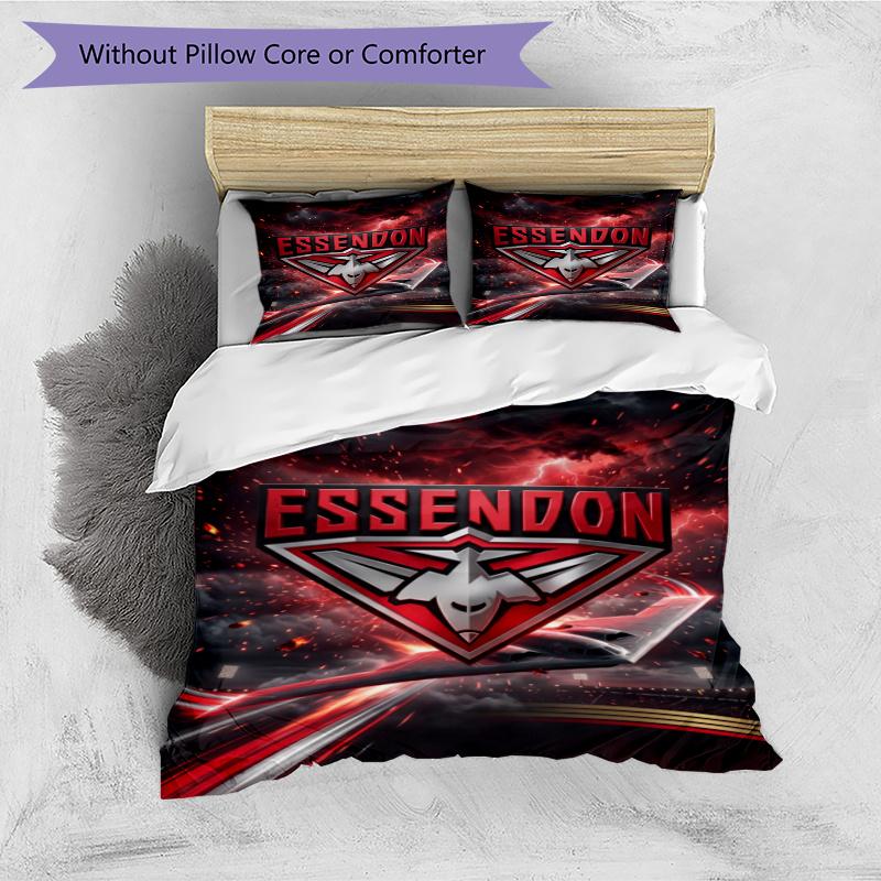 3pcs Duvet Cover Set (1*Duvet Cover + 2*Pillowcase, Without Core), Essendon Football Print Bedding Set, Bedroom Decor, All‑Season, Gift