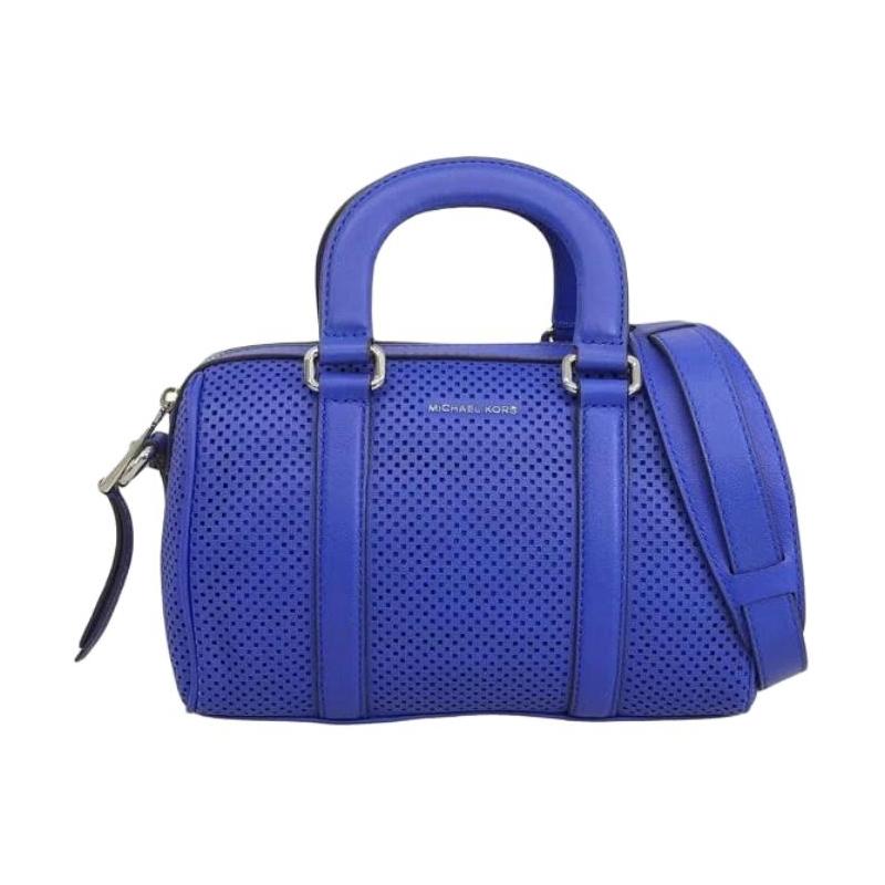 MICHAEL KORS Libby Letter Logo Silver Hardware Leather Crossbody Tote Mini Women s Dark Blue синий