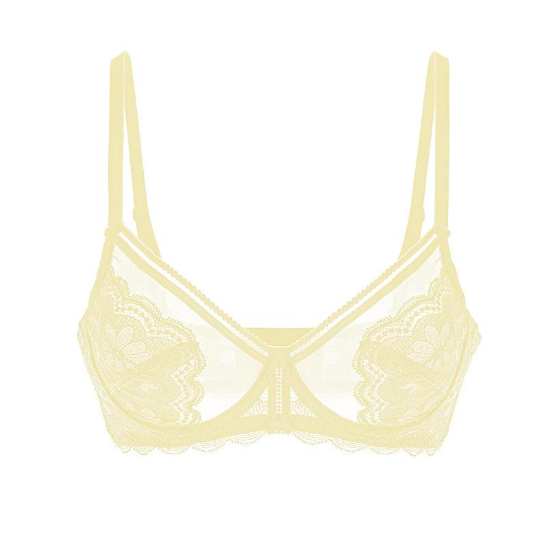 

Летний ультратонкий бюстгальтер Женская кружевная коллекция Аксессуар Грудь Против обвисания Большой размер Полная чашка Бюстгальтер 42/95E бежевый