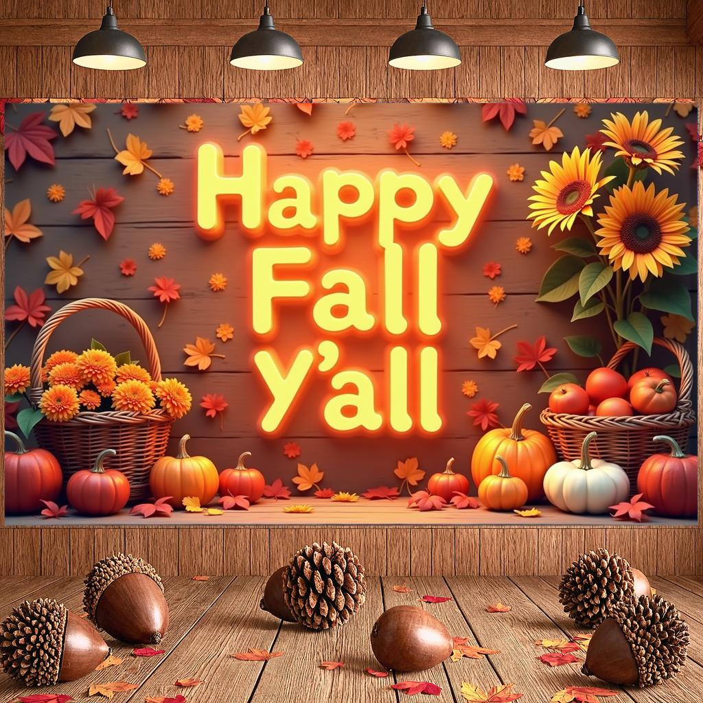 Harvest Banner Wooden Background Party Decoration Seasonal Banner Rustic Fall Decor For Autumn Festival Party Background