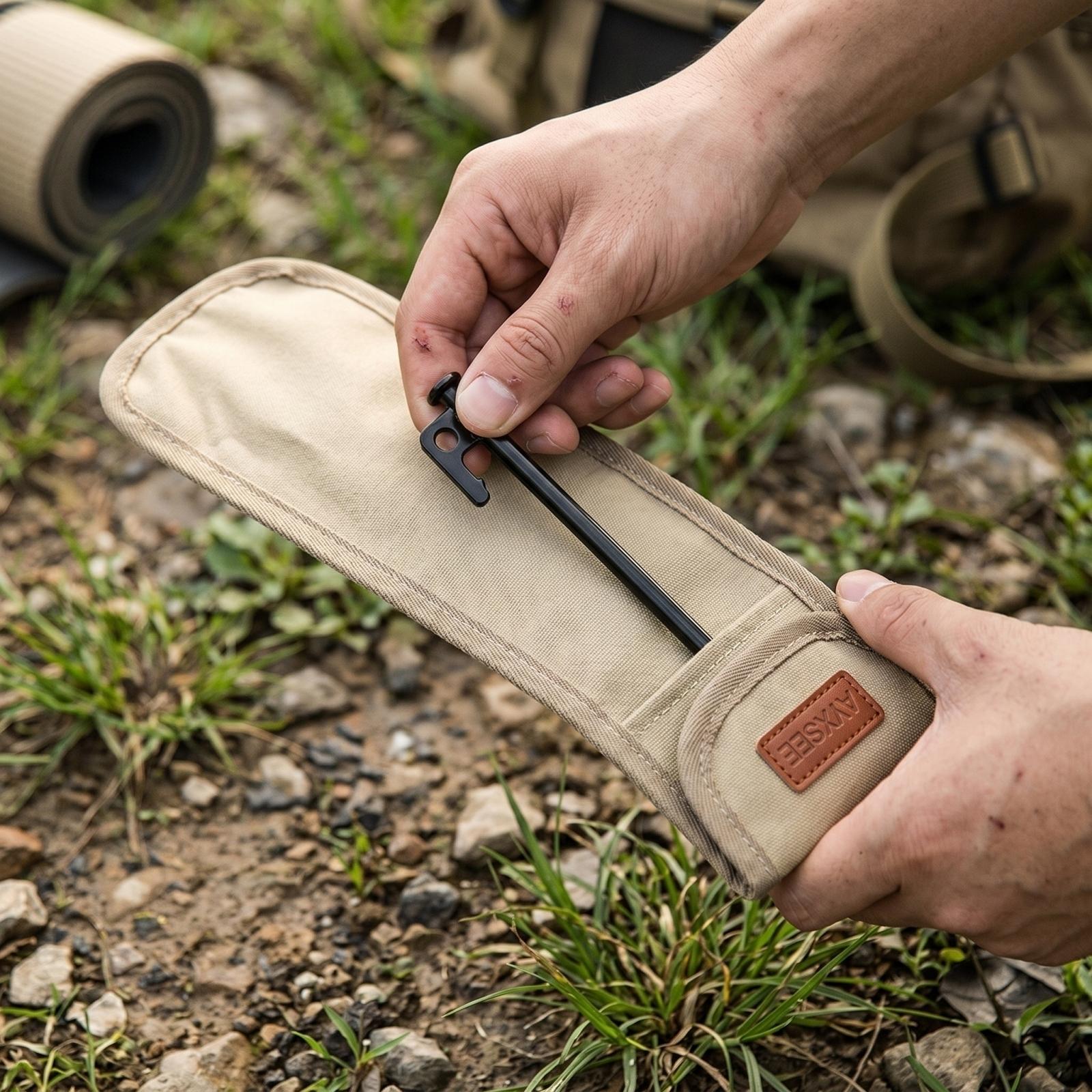 

Outdoor Camping Tent Peg Storage Bag Envelope Style Ground Stake Pouch Durable Portable Organizer for Tent Pegs and Stakes one size хакі