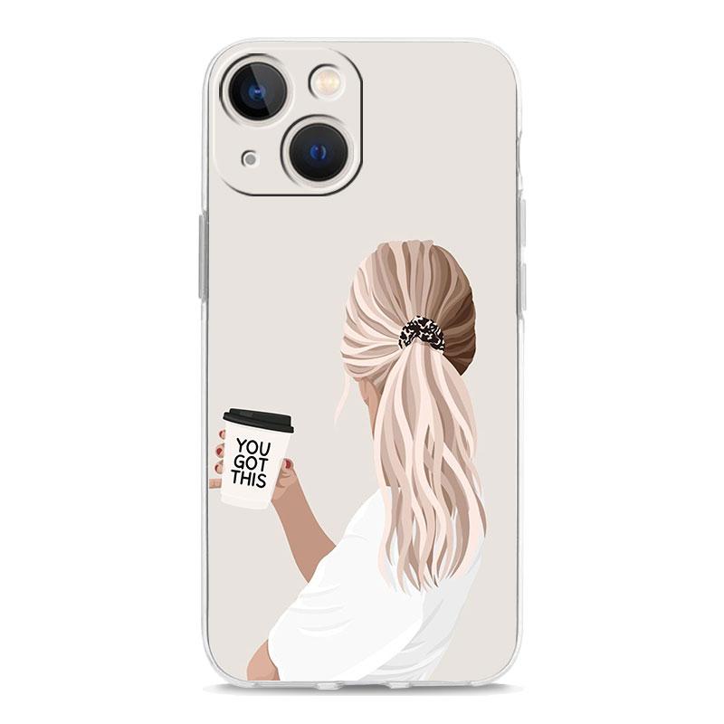 Phone Case For iPhone 16 Cases iPhone 15 12 13 14 16 Pro Max X XR XS Max 15 Plus 16Pro iPhone11 Cover Girl Boss Female Coffee