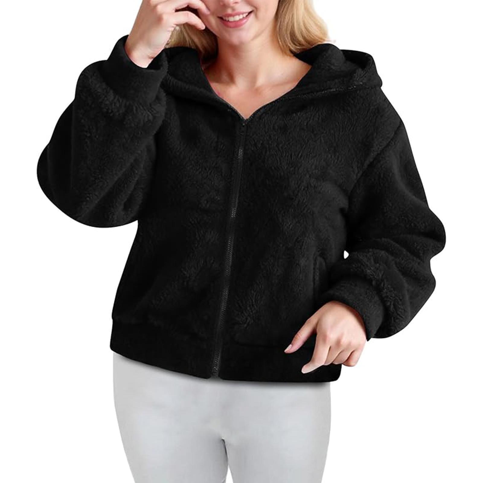 

Женское повседневное и модное однотонное пальто на молнии с длинным рукавом и капюшоном XL чёрный