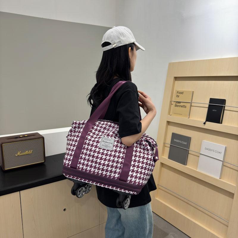 Double-layer expansion large capacity long and short-distance portable bag with wheels dry and wet separation fitness bag can be covered with tie rod