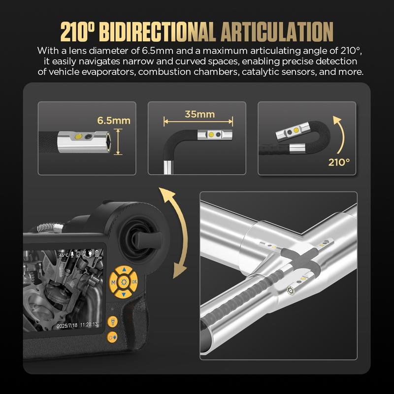 AUTOOL SVB403 1080*720 HD Dual Cars Pipe Camera Video Borescope 4.3-inch 210° Rotation Inspection Camera  With 32GB Memroy Card