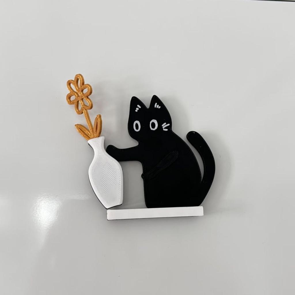 Black Cat Fridge Magnet Kawaii Cat Whisker Storage Refrigerator Magnets Collection Memorial Box Household Workspace Decoration For Cat Lovers
