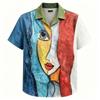 Summer Funny Abstract Face Printing Shirt Hawaiian Beach Vacation Clothing Women's Fashion Street Style Shirt Daily Men's and Women's Shirt