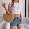 GMXIA Spring Summer Hollowed-out Leaf Crop Crop Knit Top for Women's Vacation