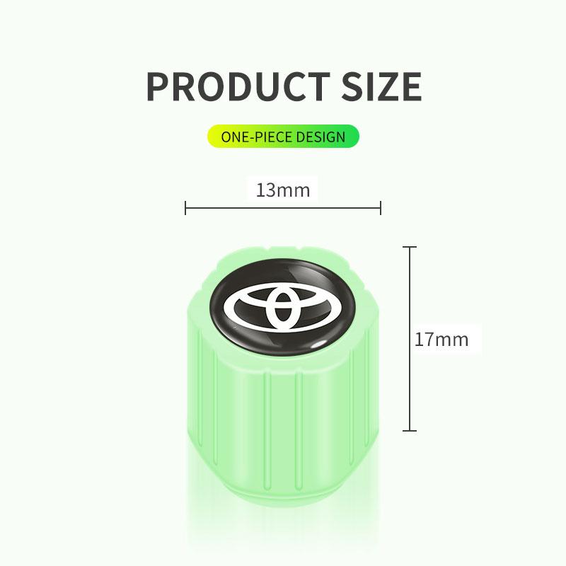 Car Tire Valve Cap Fluorescent Night Glowing Decor For Toyota Prius NHW20 ZVW30 ZVW40 ZVW50