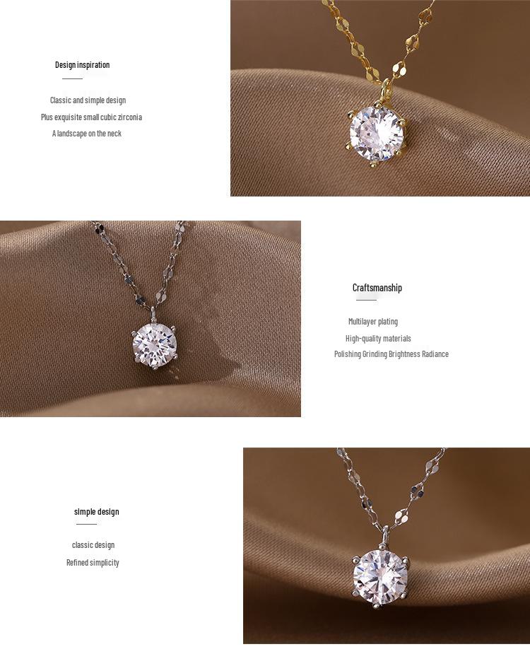 Korean Style Diamond Zirconia Clavicle Necklace for Women - Retro Fashion, Simple & Trendy Ornaments
