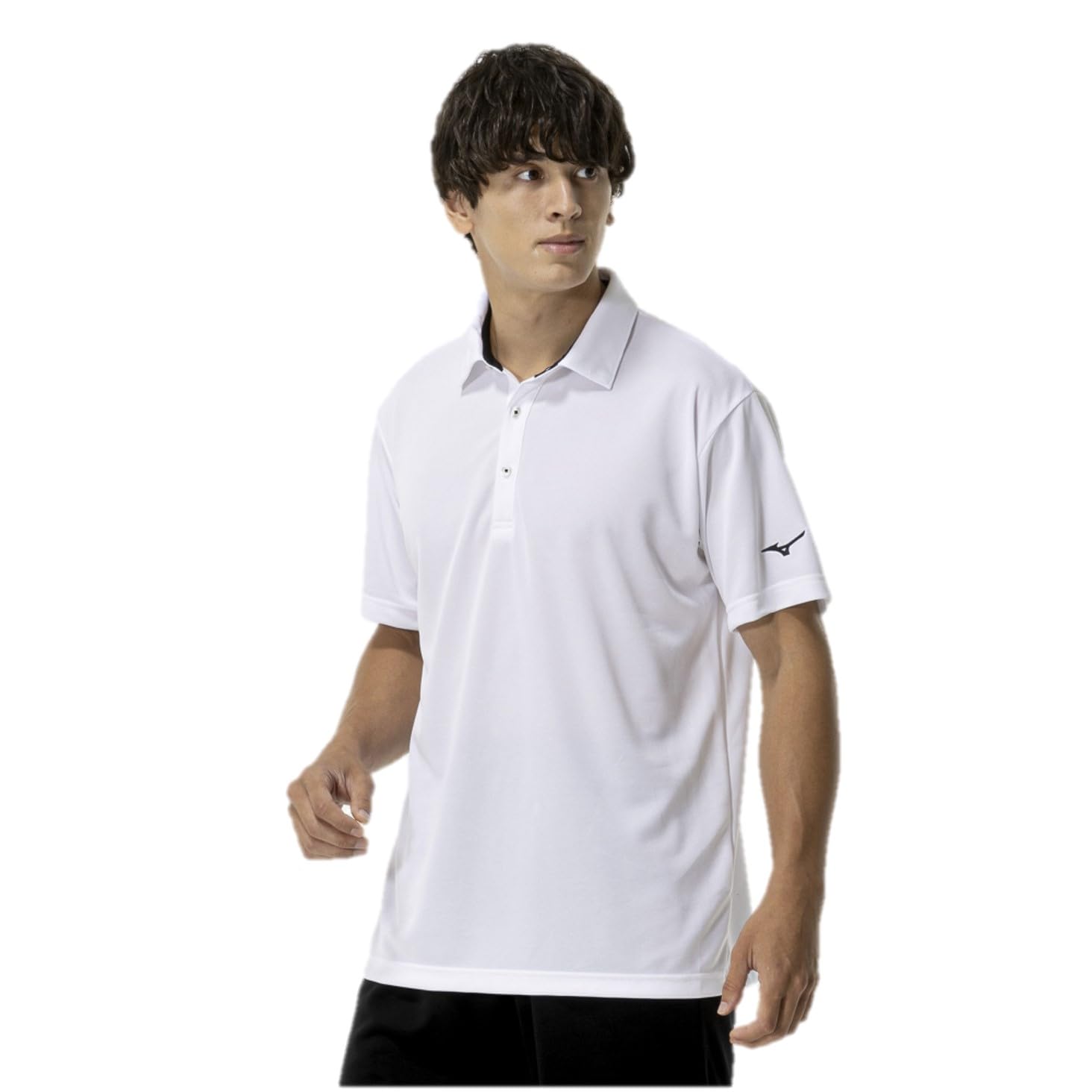 

Mizuno NaviDry Training Polo Short New Model M Shirt, Sleeve, Moisture-Wicking, Quick-Drying, Sportswear, 32MAC193, White/Black,