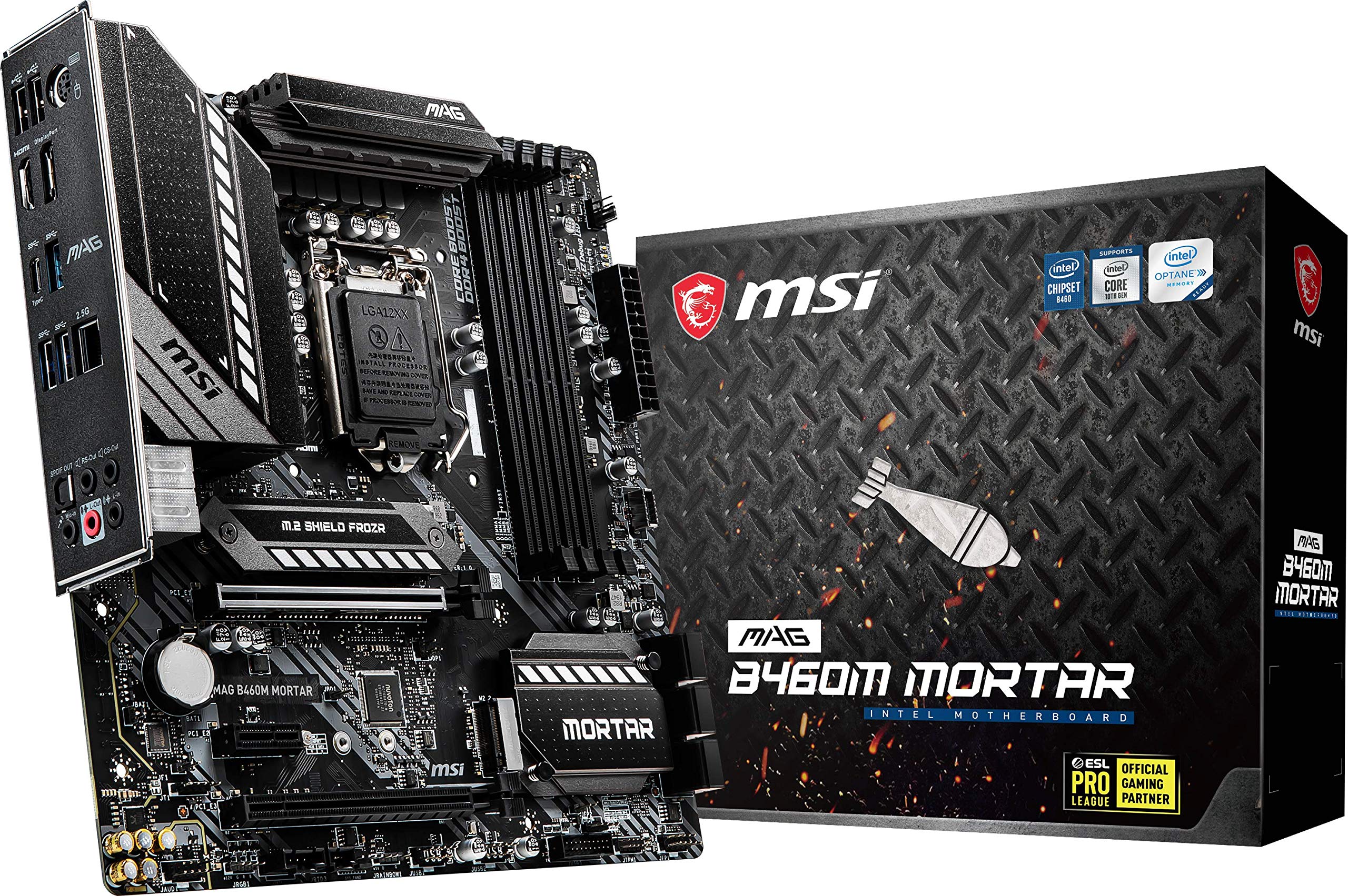 

MSI MAG B460M MORTAR Ігрова материнська плата 10-го покоління Intel LGA 1200 Dual USB Gen (mATX, Core, Socket, DDR4, CFX, слоти M.2, 3.2 1, 2.5G LAN, DP/HDMI)