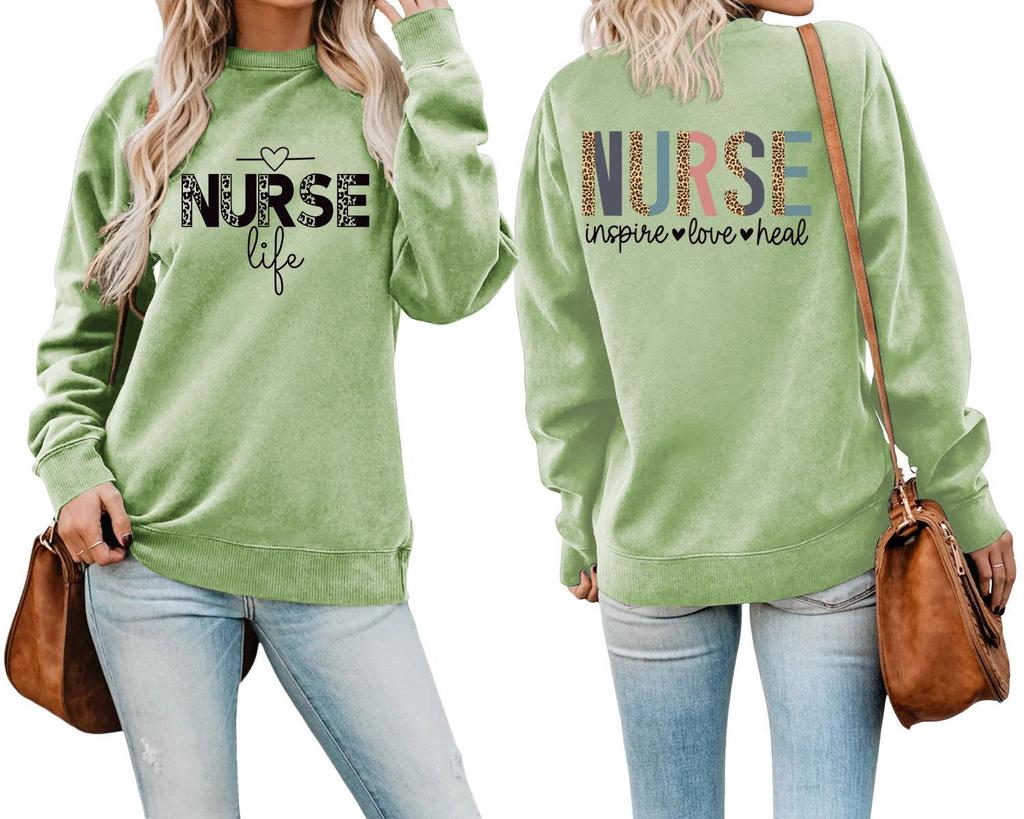 European Front & Back Print Nurse Inspire Love Heal Women's Versatile Hoodie