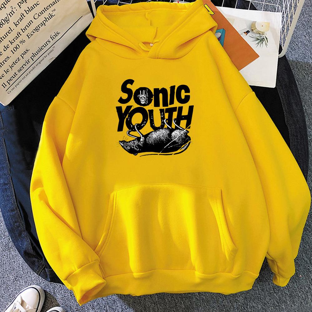 S-Sonic Youth Music Band Harajuku Hoodies Aesthetic Handsome Manga Graphic Sweatshirt Sense of Design Aldult Four Seasons