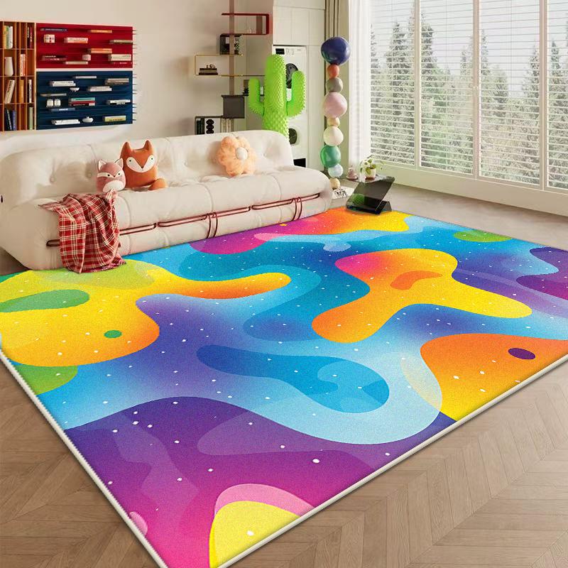 Modern Colored Non-slip Carpet Abstract Decoration Large Area Living Room Rugs Washable Bedroom Bedside Fluffy Plush Mat Lounge
