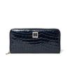 Pinky & Diane Women's Italian Crocodile Long Wallet with Zip-Around Design, Luxury Design, PDLWGBT4, Navy