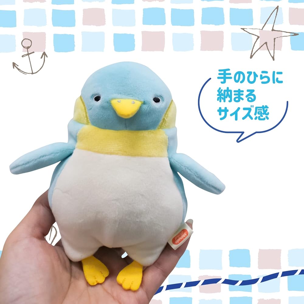 Shinada Global Mochi Series Mochi Pen Blue Mini 7x5x14cm Penguin Plush Toy