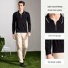 Antonio Men's Silk Linen Cotton Blend Business Casual Long Sleeve Polo Shirt
