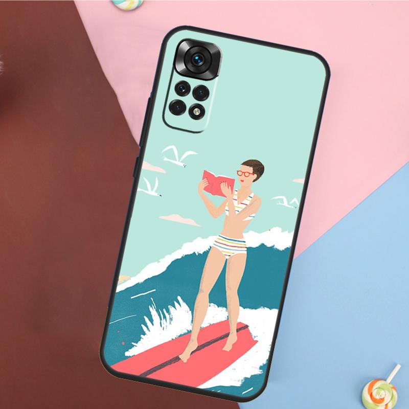 Surfboard Surfing Surf Girl Cover For Xiaomi Redmi Note 14 13 12 9 10 11 Pro 9S 10S 11S 12S Redmi 14C 10C 12C 13C Case