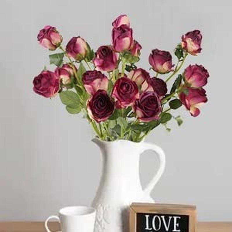 Artificial Roses,4pcs 20Heads Faux Roses Silk Fake Roses with Stem for DIY Wedding Bouquet Floral Arrangements Home Party Centerpiece Decoration