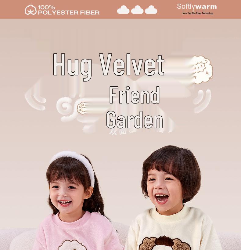 Double-Sided Fleece Autumn/Winter Pajama Set for Girls & Boys - Warm Home Wear for Older Kids