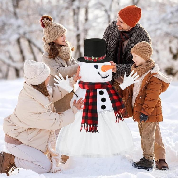 Winter Frosty Snowman Costume Christmas Play Dress Up Accessories Carrot Nose Scarf Gloves Pompoms Balls Tutu Skirt