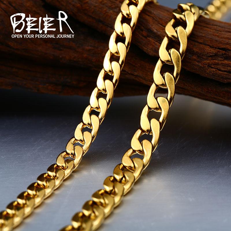 Beier Korean Titanium Steel Men's and Women's Water Wave Chain Necklace