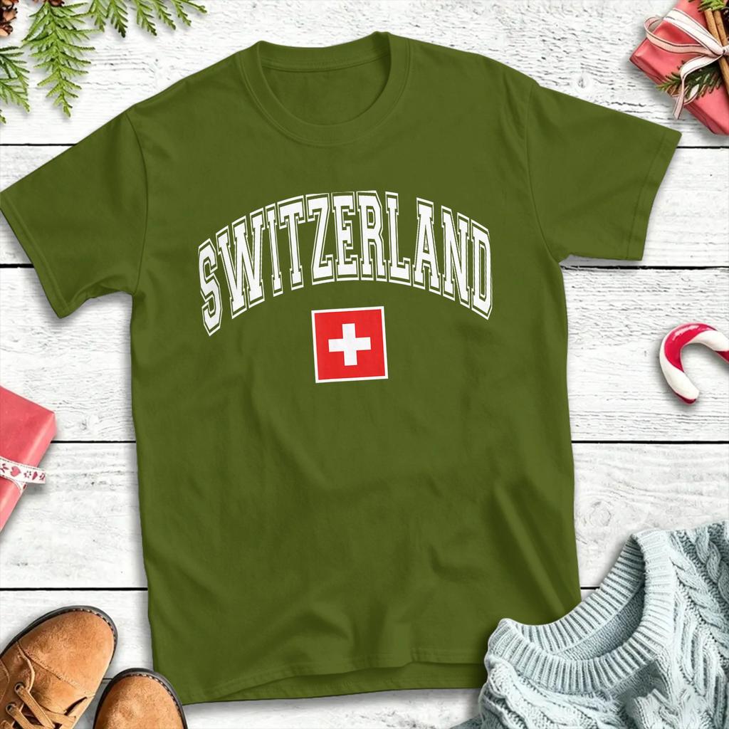 Man T Shirt Switzerland Swiss Flag (2) T-Shirts Harajuku  Summer Tee Shirt Funny Cotton Clothes Gift