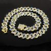 15mm Rhombus Cuban Chain Hip Hop Men's Necklace with Rhinestones - European & American Style