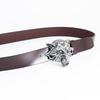 Men's Cowhide Smooth Buckle Belt Domineering Wolf Head Belt Spirit Guy Jeans Belt
