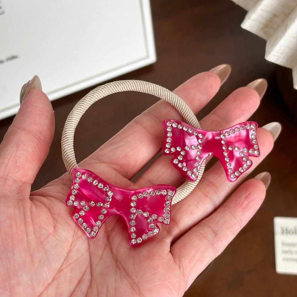 Four Centimeter Trendy Rhinestone Duckbill Hair Clips With Adorable Bow And Color Options