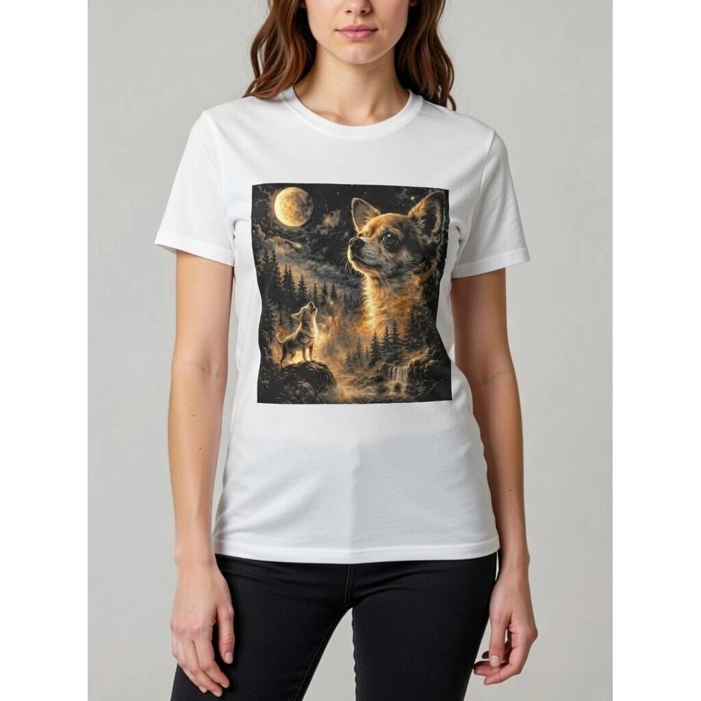 

Chihuahua Howling to The Moon Vintage T-Shirt, 90s Retro Animal Graphic Tee XL