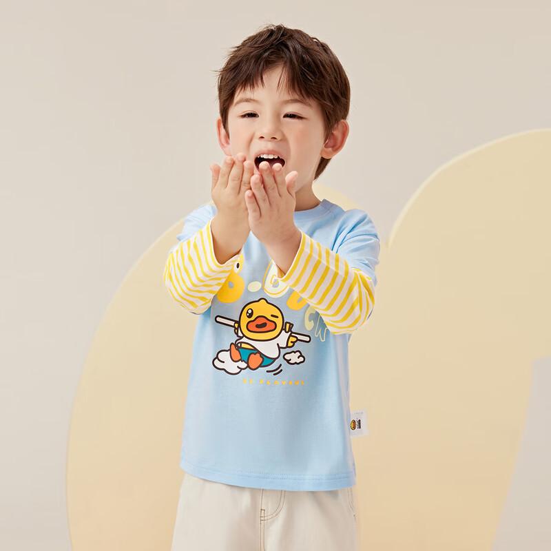 B.Duck Boys' Cartoon Striped Long Sleeve Top