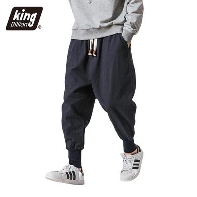 Pantaloni stile harem in lino di cotone da uomo pantaloni elastici in vita solidi streetwear pantaloni 2022 nuovi pantaloni larghi con cavallo basso pantaloni casual da uomo