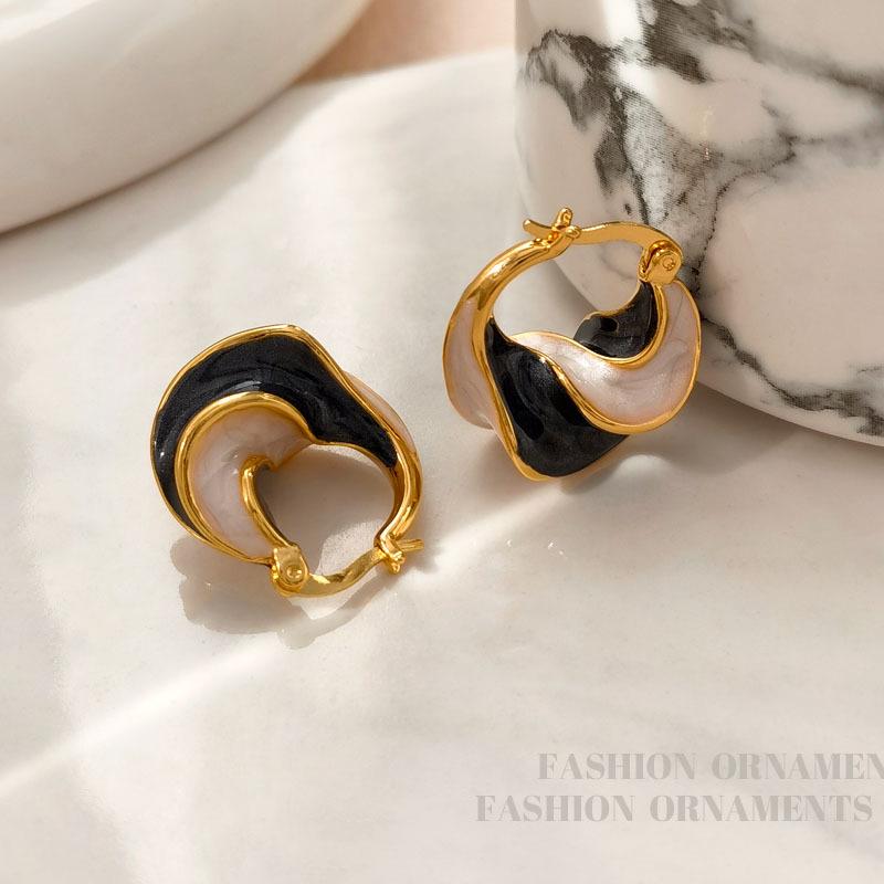 French Retro Enamel Spiral Stud Earrings - Versatile and Elegant Women's Jewelry