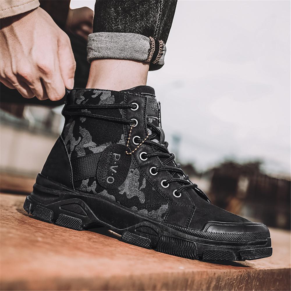 Mens Hiking Boots Versatile Anti-slip Wear-resistant Soft Bottom Combat Boot Outdoor Breathable Commuting Camouflage Boots