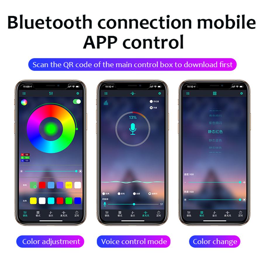 

14 в 1 RGB 64 цвета Светодиодная беспроводная атмосферная подсветка без проводов Комплект лампы для приборной панели