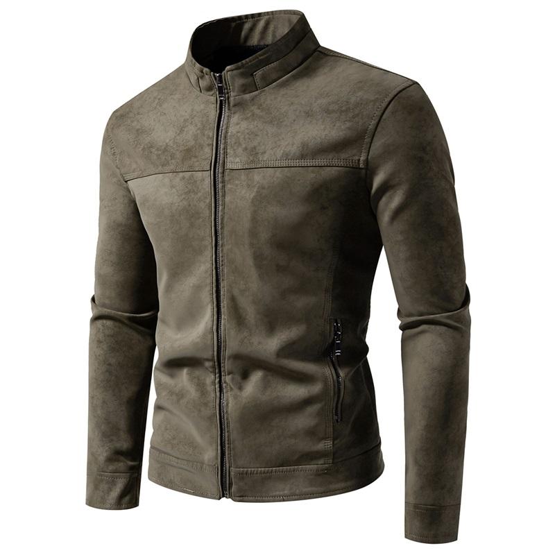 Spring Autumn Retro Leather Jackets Casual Men's Wear Tie Dyed Washed Matte Process Casual Outerwear Fashion Motorcycle Leather