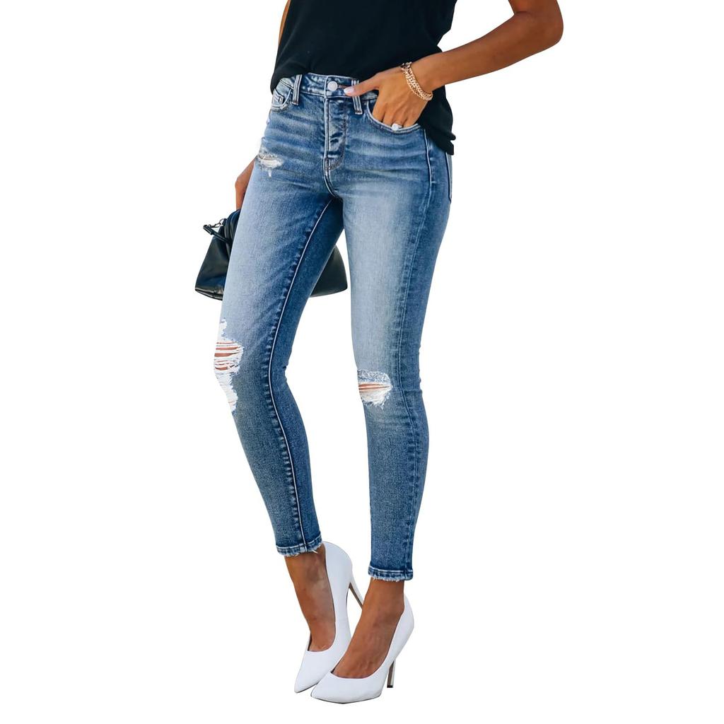 Women's Denim Classic Versatile High Waist Fashionable Trousers