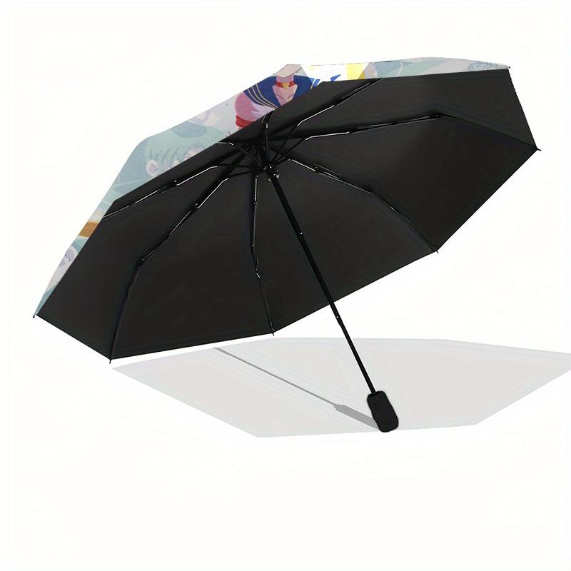 "Sailor Moon" Anime Character Circular Art Print Poster Umbrella, Portable 3 Fold Compact Umbrella for Men & Women,S76