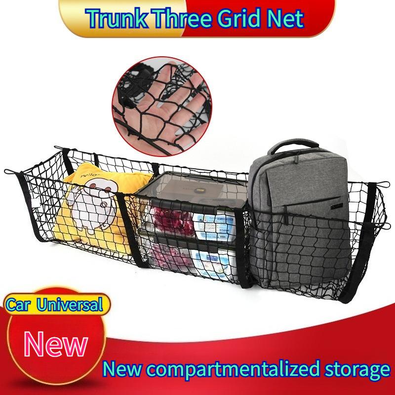 3Pocket Cargo Net Stretchy Trunk Storage Organizer Net Heavy-Duty Luggage Holder with Mount Kit for SUV Pickup Truck Van Toyota