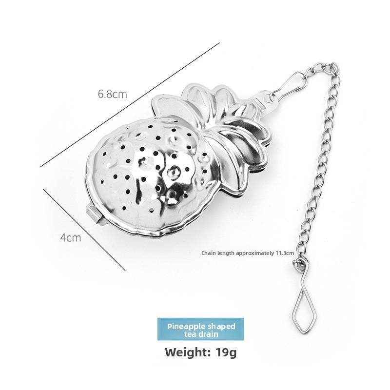 304 tea infuser filter tea tray hanging tea ball stainless steel tea tray pineapple (Silver,S)