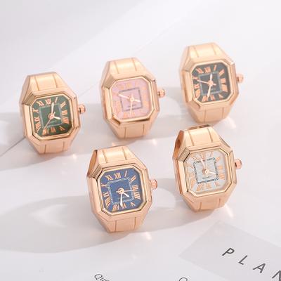 Vintage Gold Silber Farbe Zifferblatt Uhr Ringe für Männer Frauen Quarzwerk Römische Ziffern Charme Schmuck