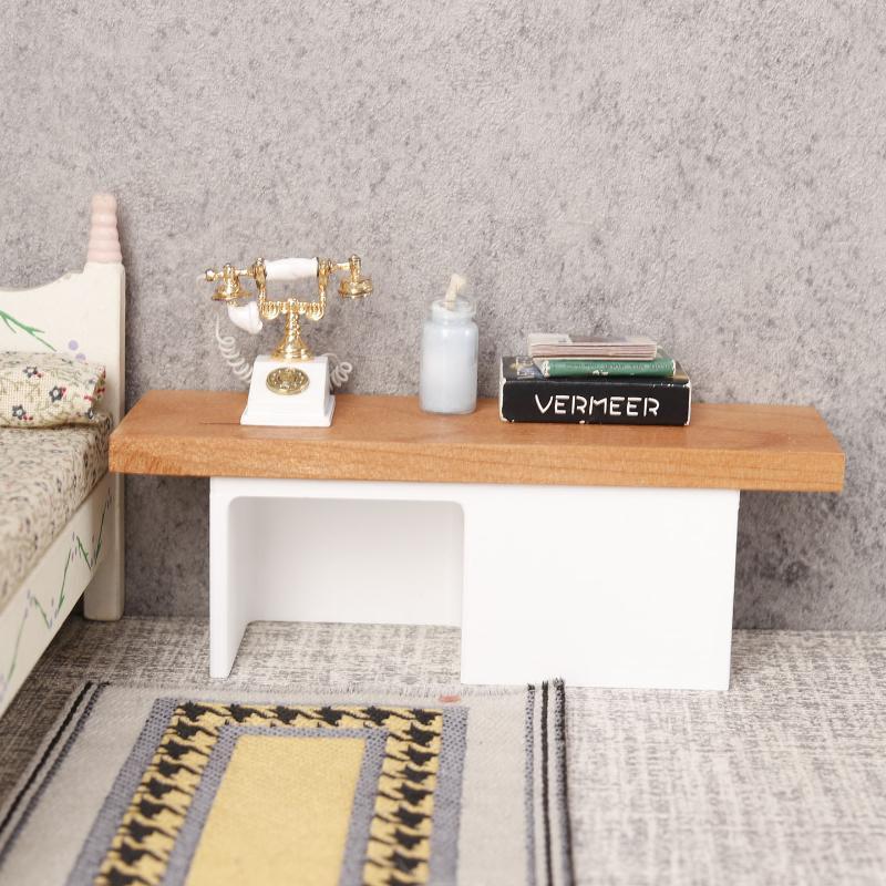 1Pcs Wooden Miniature Desk For Dollhouse Natural Minimalist Finish Highly Detailed Sturdy Realistic Decor