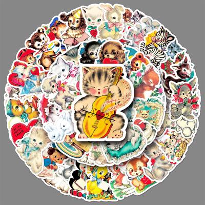 66 Retro Cartoon Doodle Cartoon Stickers Decorative Mobile Phone Case Suitcase Stickers Waterproof